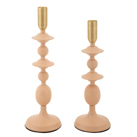 Świeczniki metalowe 2 szt. 33/29x10 cm DISQUE różowy