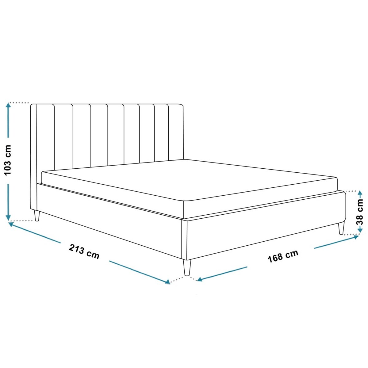 Łóżko tapicerowane 160x200 LUXO 2 na wysokich nogach - butelkowa zieleń