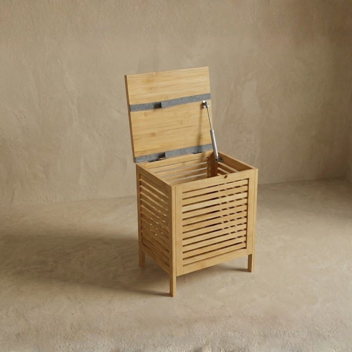 Bambusowy kosz na pranie z siedziskiem DISA, 40 l