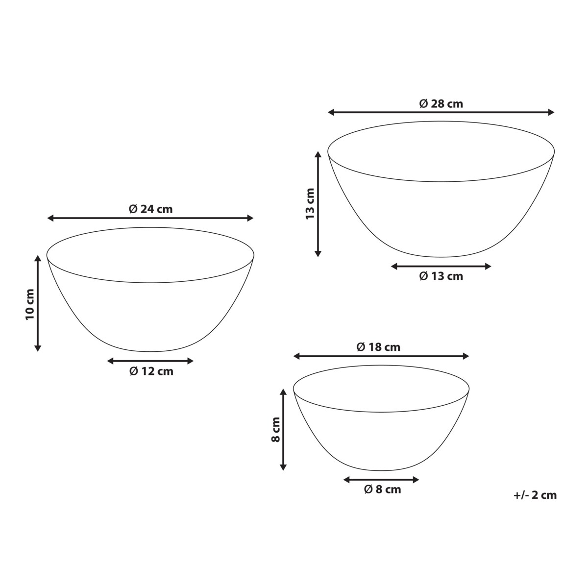Zestaw 3 mis dekoracyjnych BONHEUR Drewno bambusowe Czarny