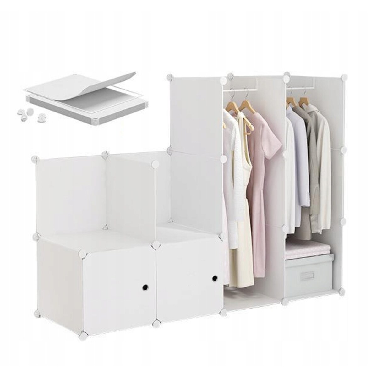 Szafa modułowa garderoba szafka regał półka biała duża drążek