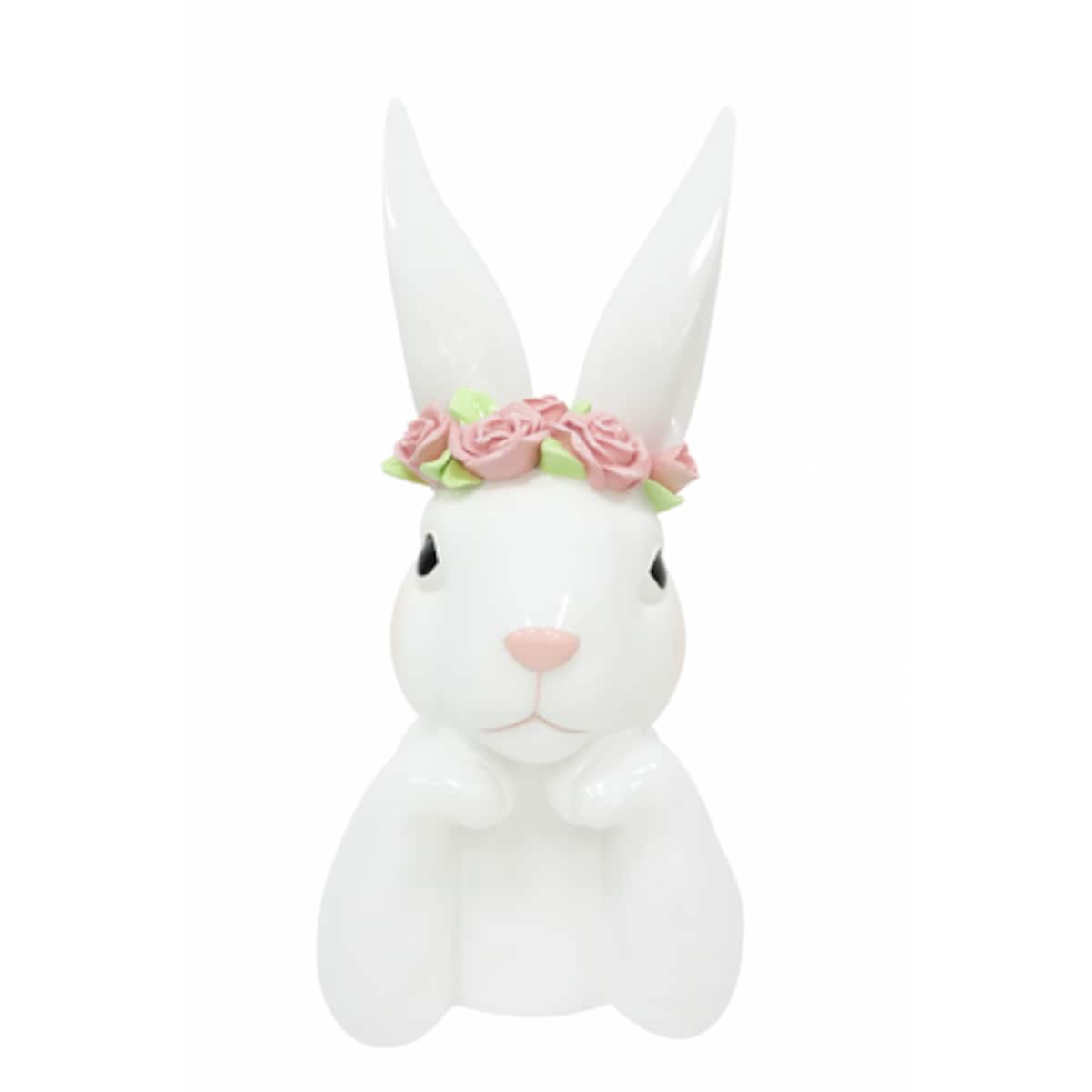 Figurka ceramiczna - popiersie króliczki 35,5x17,5x16 cm z wiankiem na głowie