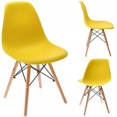 Krzesło skandynawskie wyprofilowane EVA żółte