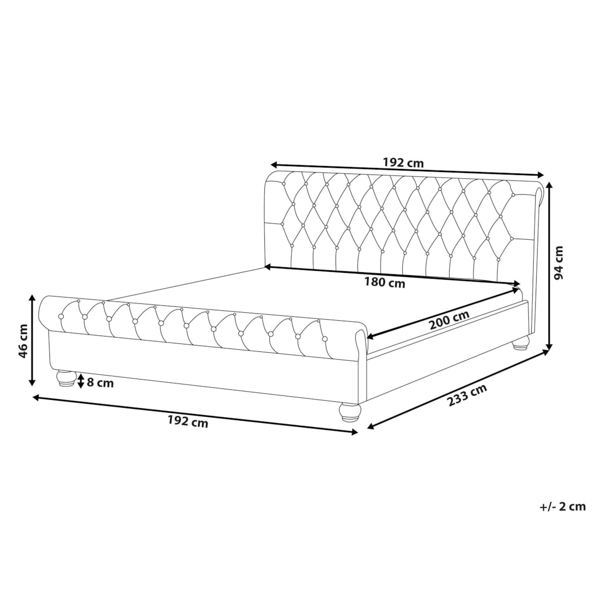 Łóżko wodne welurowe 180 x 200 cm beżowe AVALLON