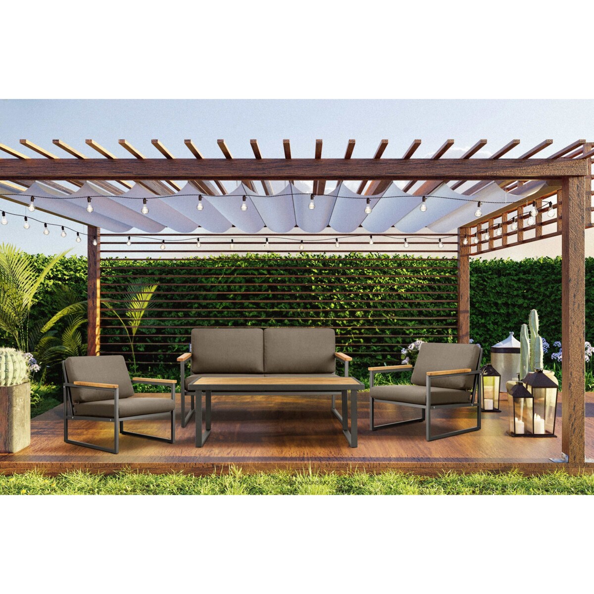 KONSIMO TRIBO Fotel ogrodowy w stylu industrialnym wykonany ze stali w kolorze antracytowym