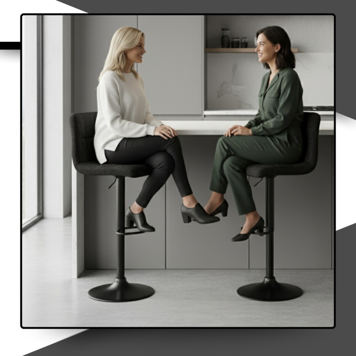 Hoker czarny do kuchni wyspy nowoczesny