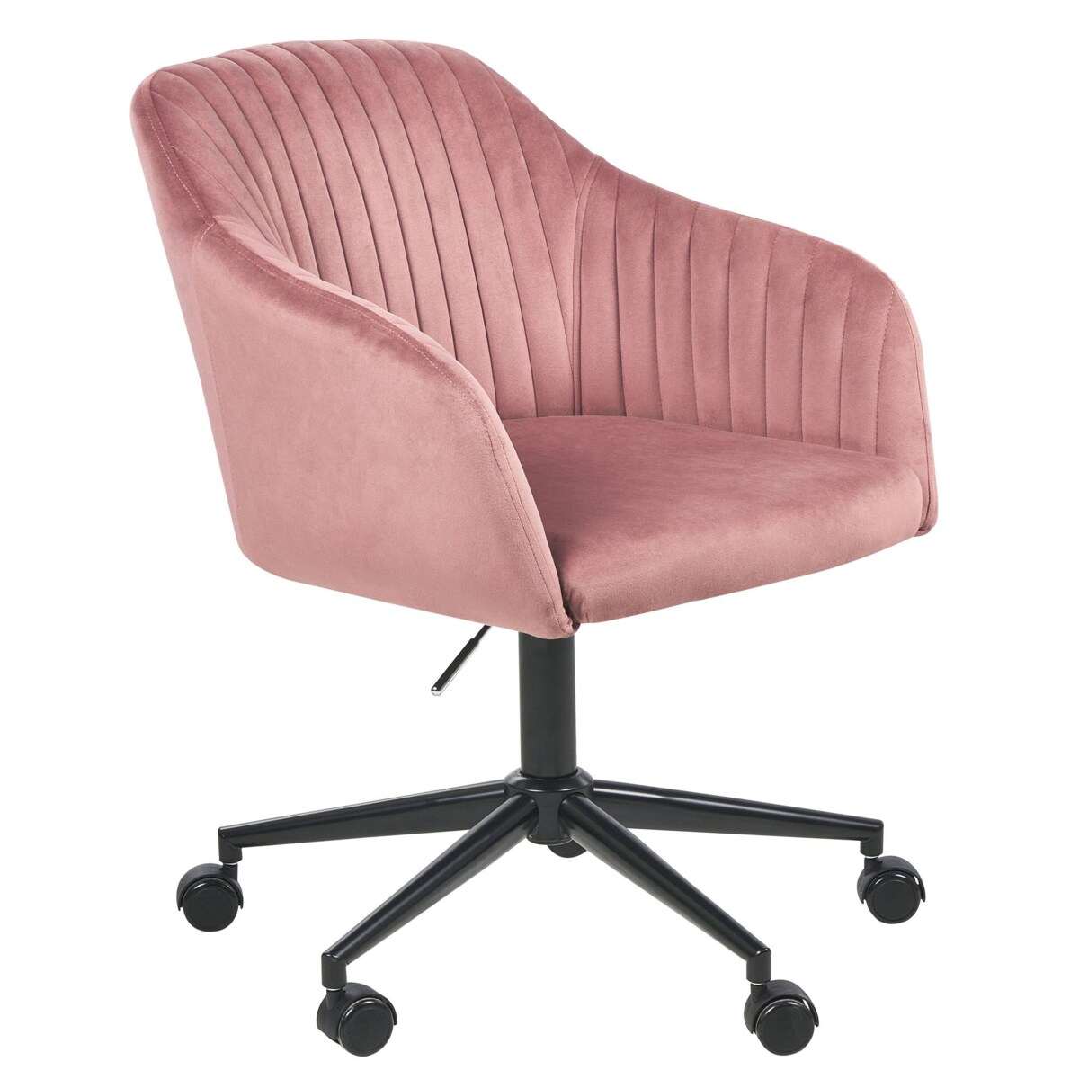 Krzesło biurowe regulowane welurowe różowe VENICE