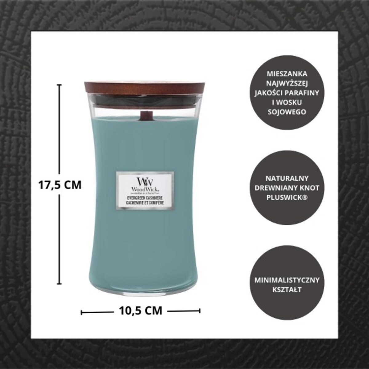 WoodWick świeca duża EVERGREEN CASHMERE
