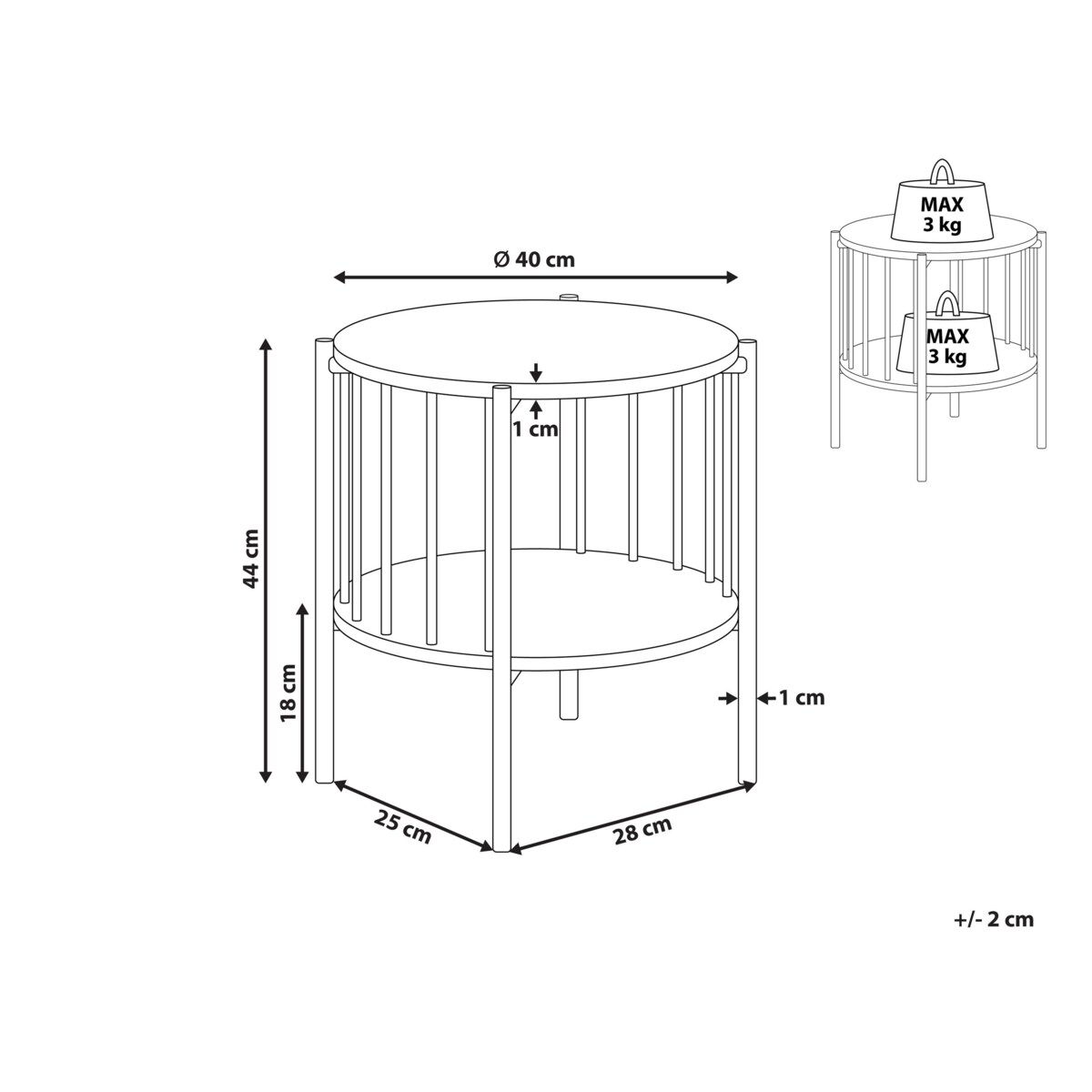 Stolik pomocniczy czarny OREANA