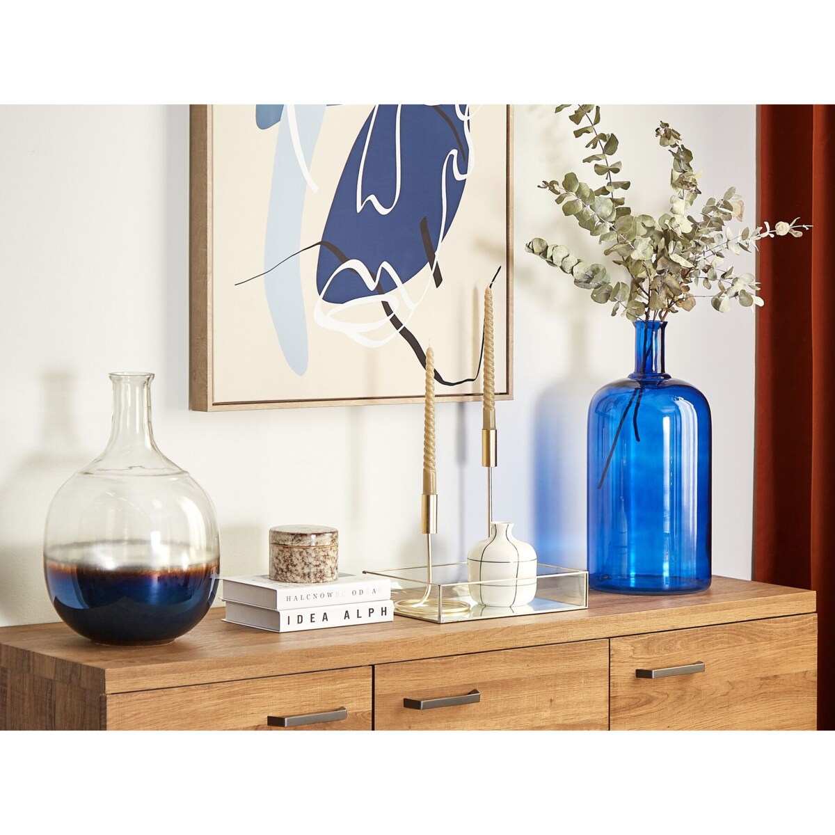 Wazon na kwiaty szklany 45 cm niebieski KORMA