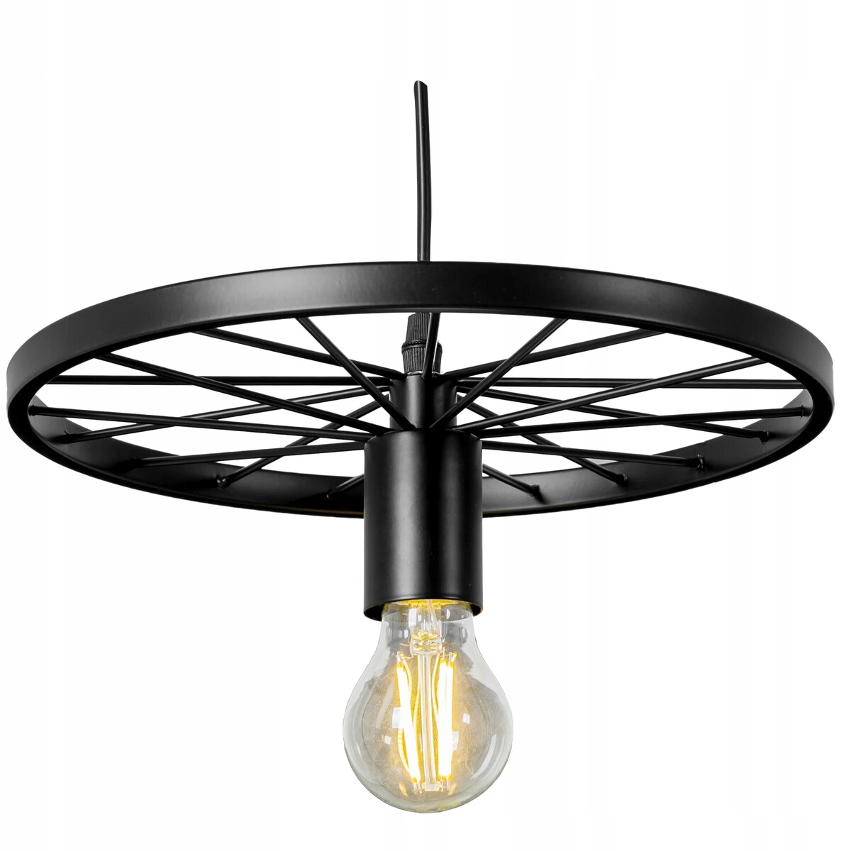 Lampa Wisząca Retro Koło Loft Czarna E27
