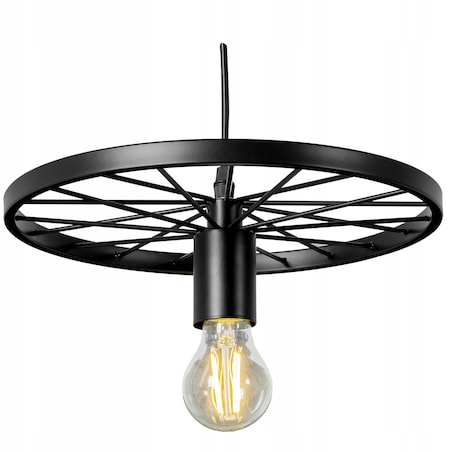Lampa Wisząca Retro Koło Loft Czarna E27