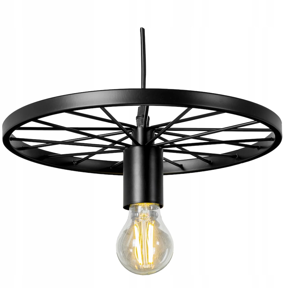 Lampa Wisząca Retro Koło Loft Czarna E27