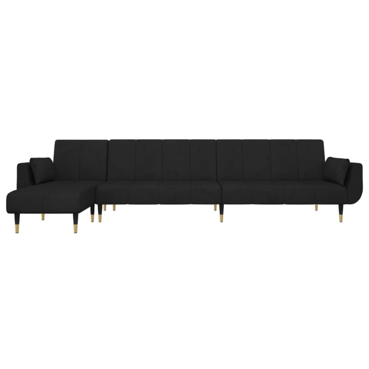 vidaXL Sofa rozkładana L, czarna, 275x140x70 cm, aksamit
