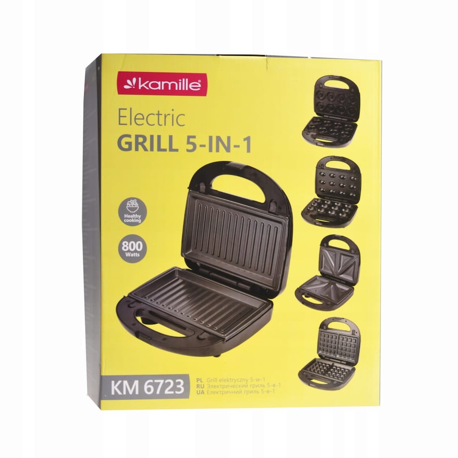 Wielofunkcyjny opiekacz 5w1 grill toster orzeszki gofrownica donut KAMILLE