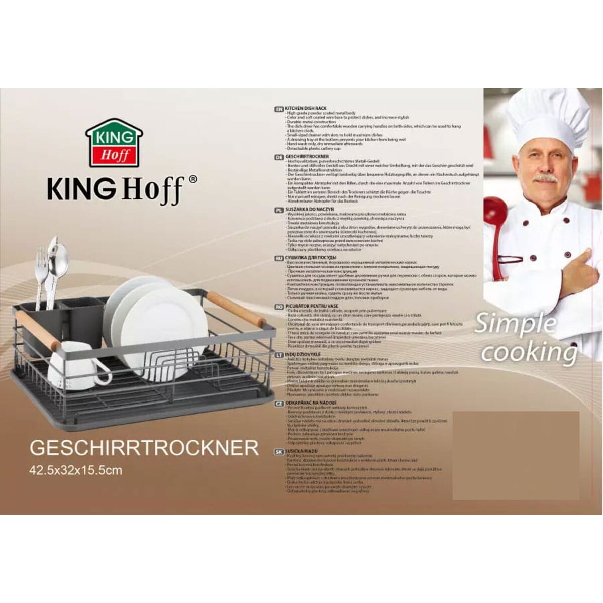 Suszarka do naczyń stojąca 42.5x32x15.5cm szara KINGHOFF