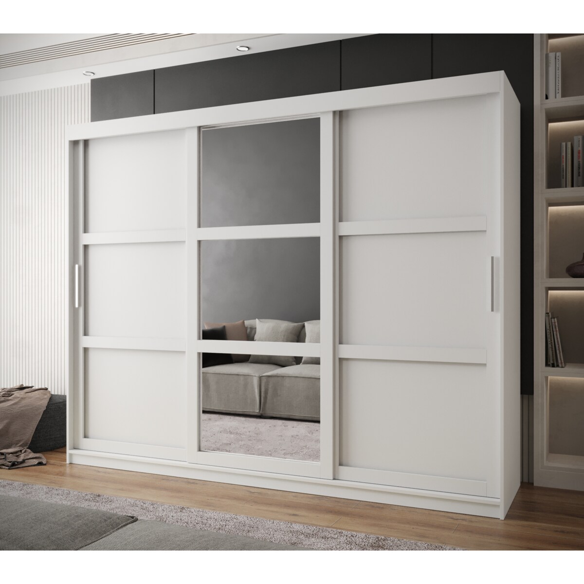 Szafa przesuwna Garderoba MIROR 3 250 biały