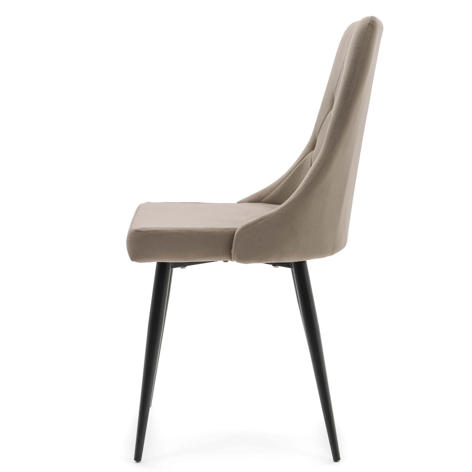 Krzesło tapicerowane welurowe do salonu jadalni CAREN ciemnobeżowe