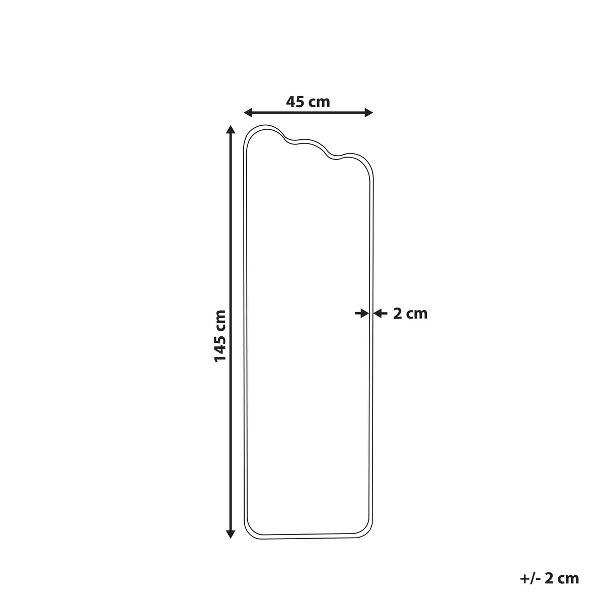 Lustro ścienne ABZAC 45 cm 145 cm Metal Złamana biel