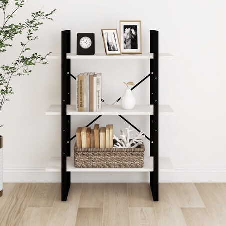 vidaXL 3-poziomowy regał na książki, biały, 80x30x105 cm, lita sosna