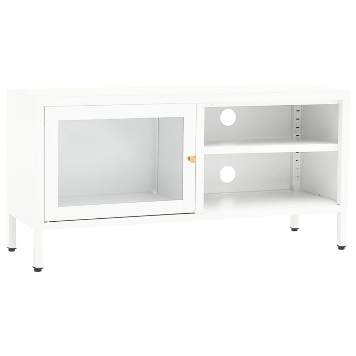 vidaXL Szafka pod telewizor, biała, 90x30x44 cm, stal i szkło