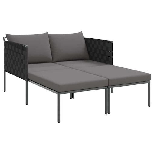 vidaXL Leżak z poduszką 2-osoba Antracyt 115 x 153 x 69.5cm Stal