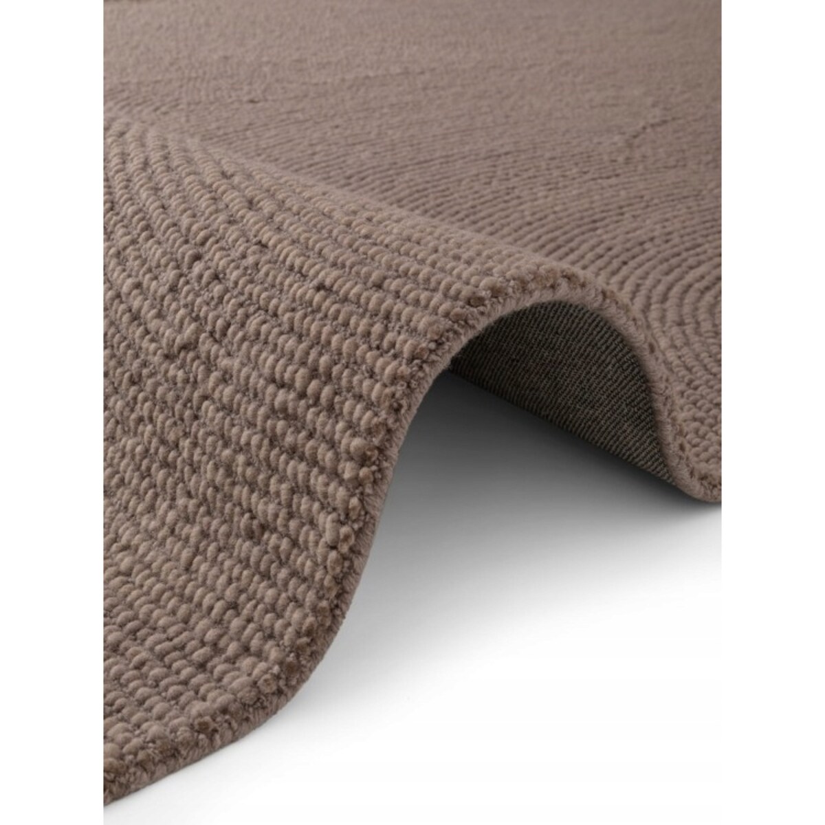 Dywan wełniany do salonu 80x150cm, brązowy wzór w półkola, efekt 3d