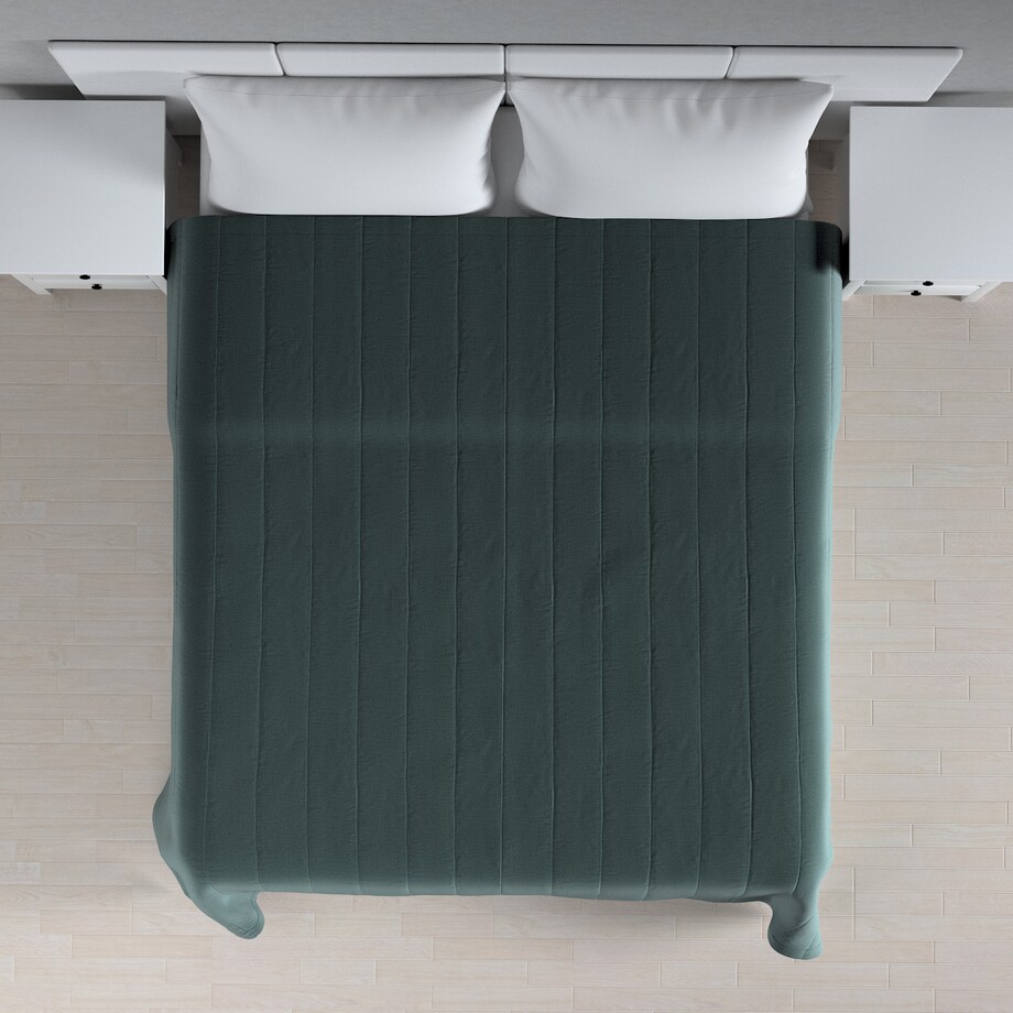 Narzuta pikowana w pasy 260x210 zgaszony szmaragd - welwet