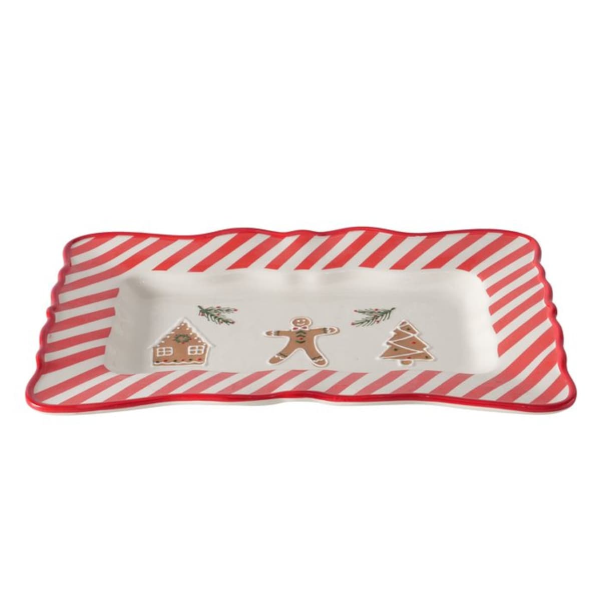 Ceramiczny półmisek w świątecznych kolorach, 39 x 25 cm