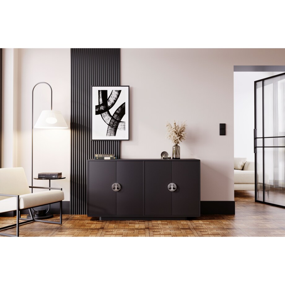 Czarna komoda Dancan LOTTA / szer. 139 cm