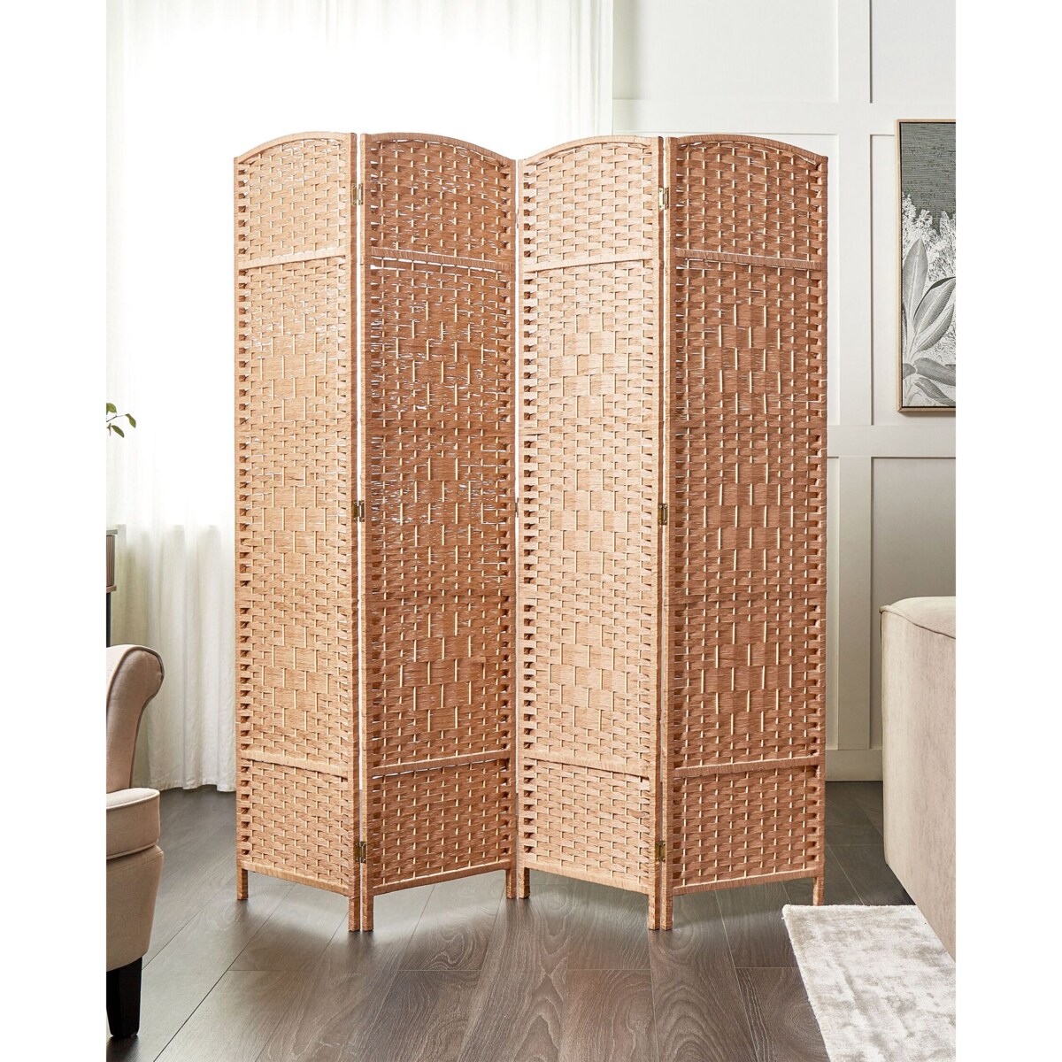 4-panelowy składany parawan pokojowy 178 x 163 cm naturalny LAPPAGO