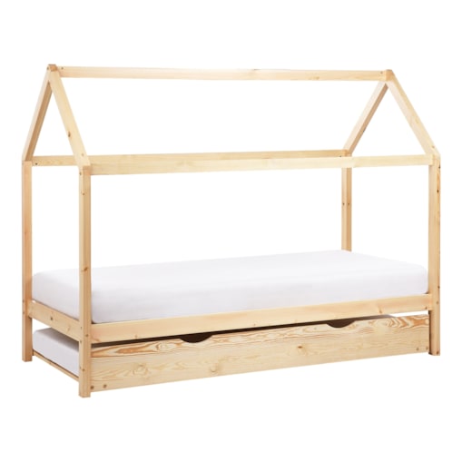 Łóżko wysuwane Drewno sosnowe CRILLON 90 x 200 cm Jasnobrązowy