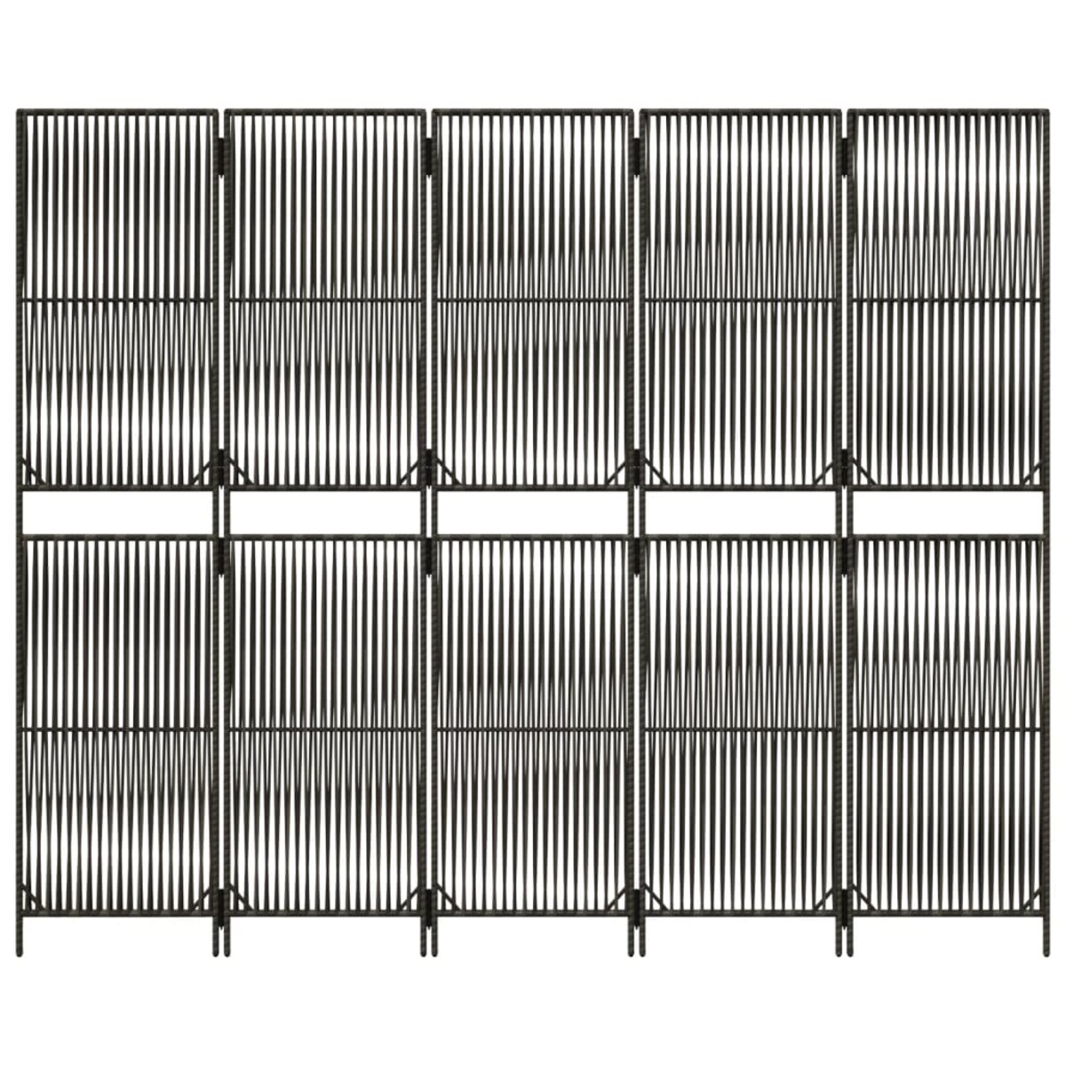 vidaXL Parawan 5-panelowy, szary, polirattan