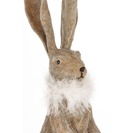 Dekoracja - zając szary 32x10x14,5 cm LONGORELA-3 i boa z piór