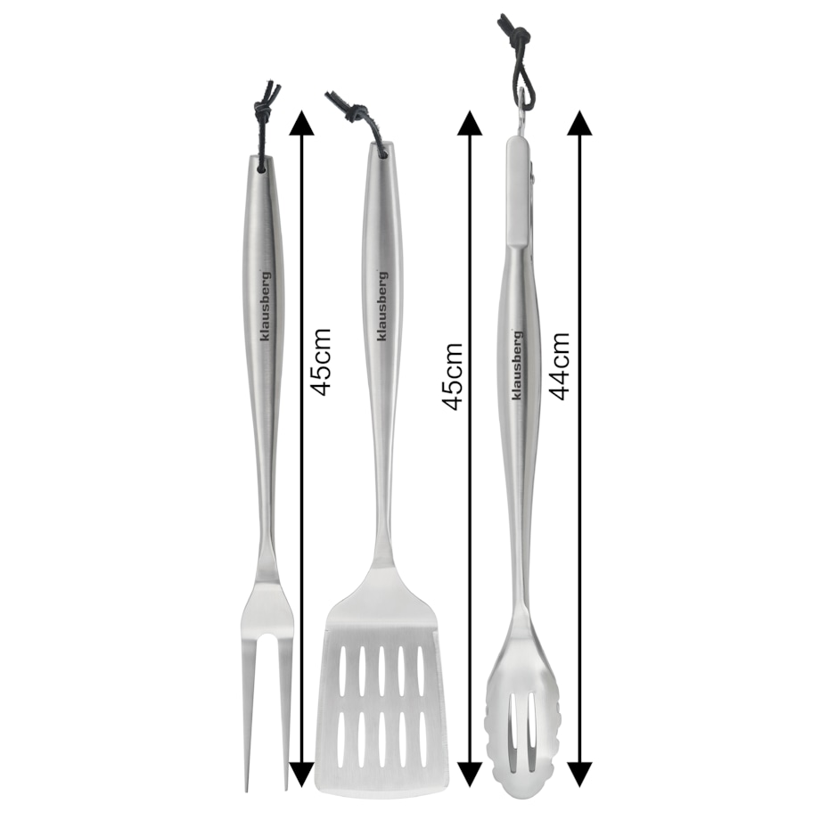 Zestaw przyborów do grilla, 3 elementy, Narzędzia do grillowania, KLAUSBERG
