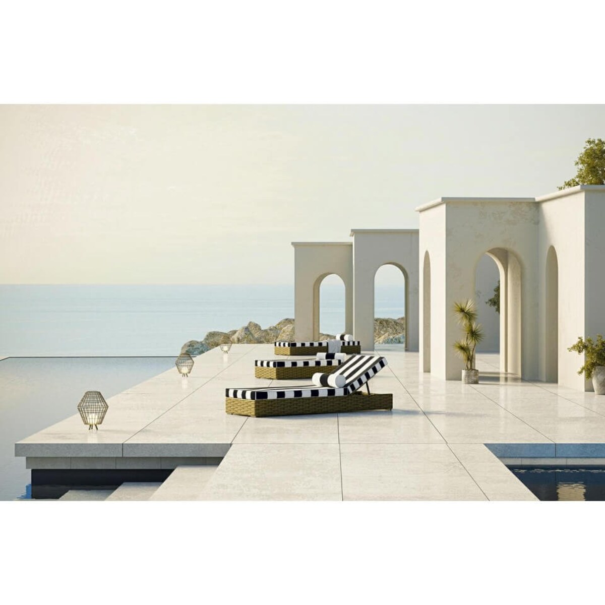 Materac ogrodowy z poduszką Azure 5900168832312 King Home czarny biały