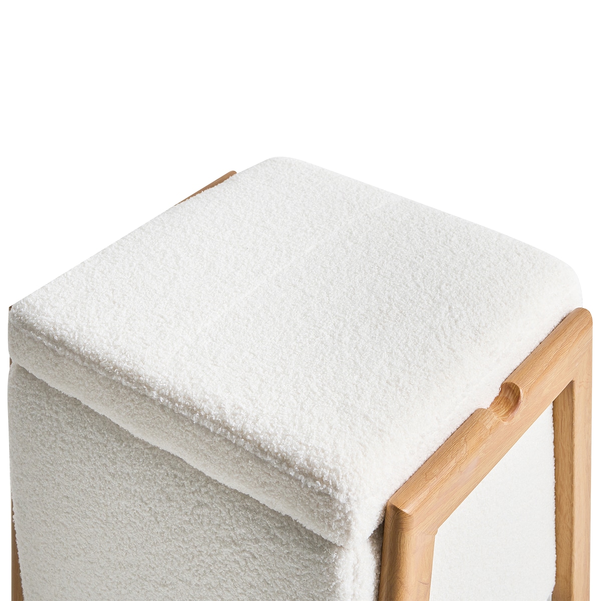 Puf ze schowkiem EDLAND Boucle 45 cm 43 cm Biały