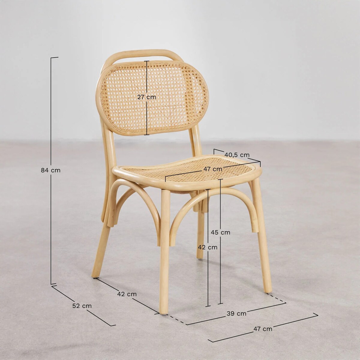 Krzesło do jadalni z rattanu i plecionki wiedeńskiej California