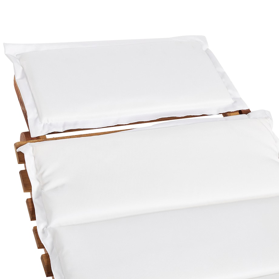 Leżak ogrodowy z poduszką LUINO Drewno akacjowe Złamana biel