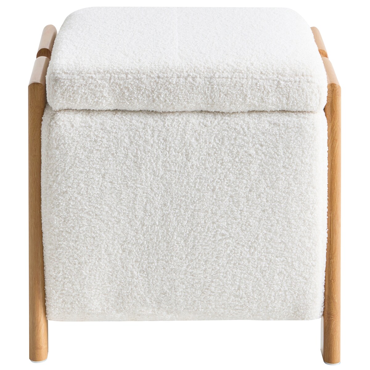 Puf ze schowkiem EDLAND Boucle 45 cm 43 cm Biały