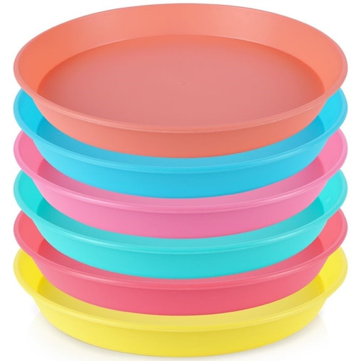 Zestaw talerzy koloroweych 6x22,5cm wielorazowych plastikowych dla dzieci