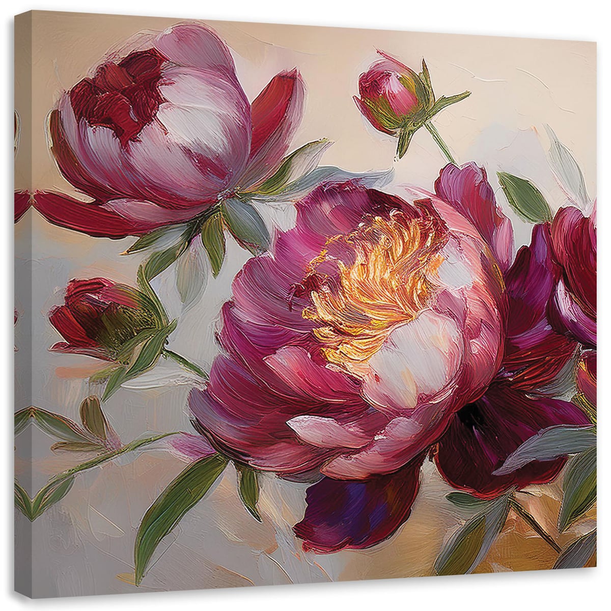 Obrazy nowoczesne do salonu kuchni Piwonie Kwiaty Czerwone Natura 60x60