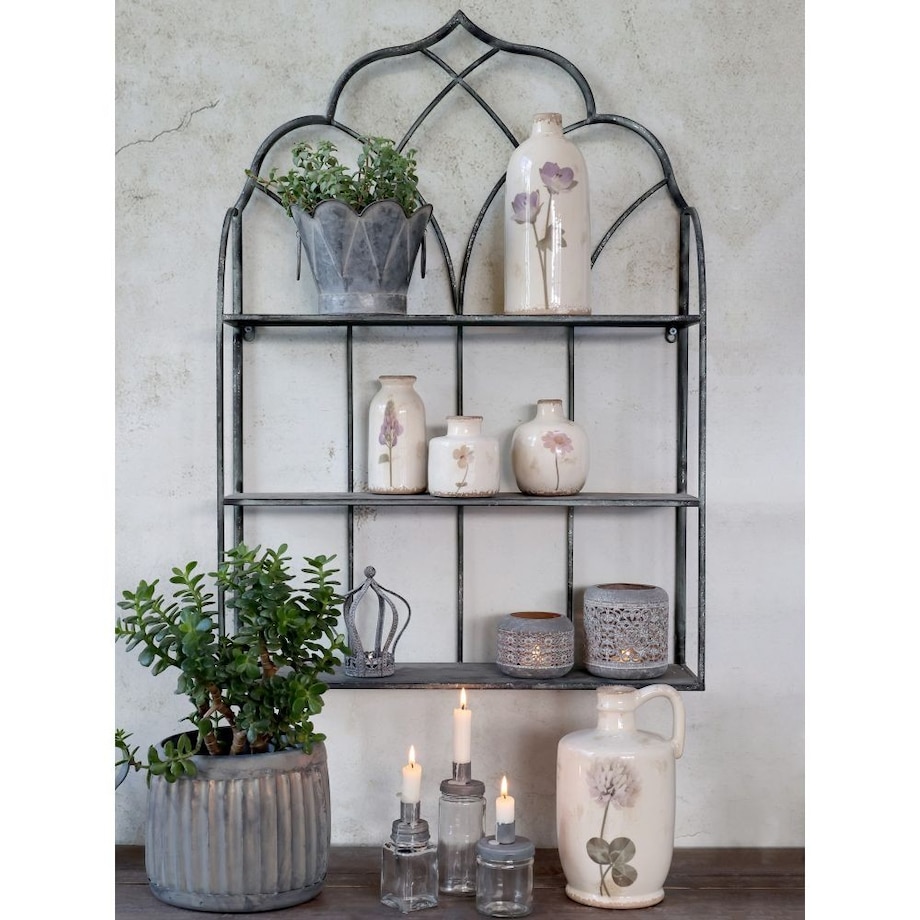 Półka ścienna metal 3-poziomowa postarzana 68,5 cm