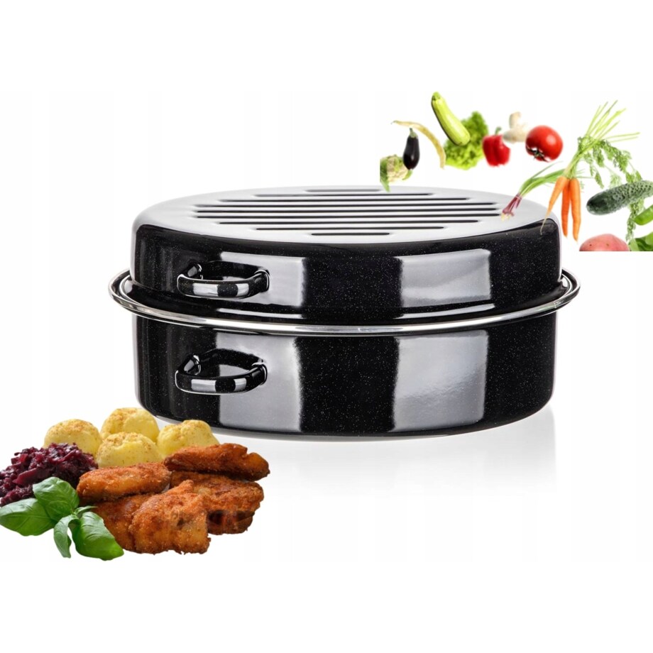 BRYTFANNA owalna emaliowana 38 cm pokrywa duża na pieczenie mięso święta