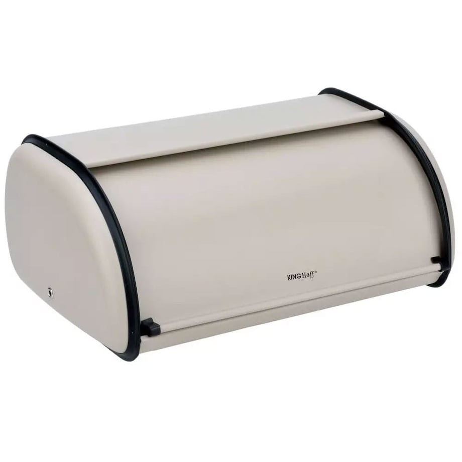 Chlebak stalowy mały 36cm beżowy matowy pojemnik na chleb pieczywo bułki KINGHOFF