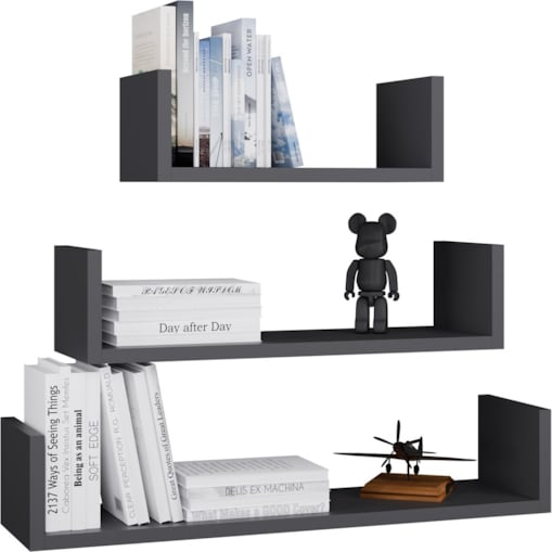 Półka Wisząca Mobi 3P Komplet 3x – Nowoczesne Półki Ścienne Antracyt