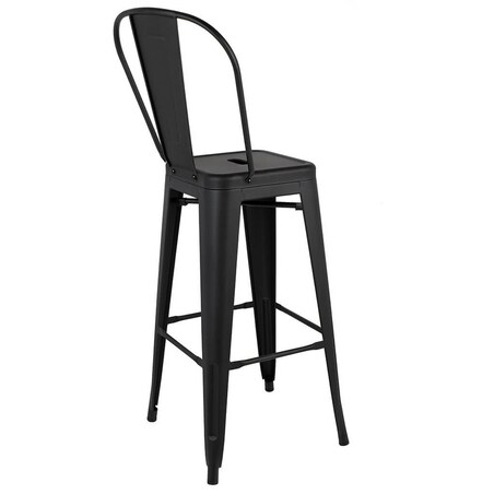 Wysokie krzesełko barowe Tower Big Back z oparciem czarne