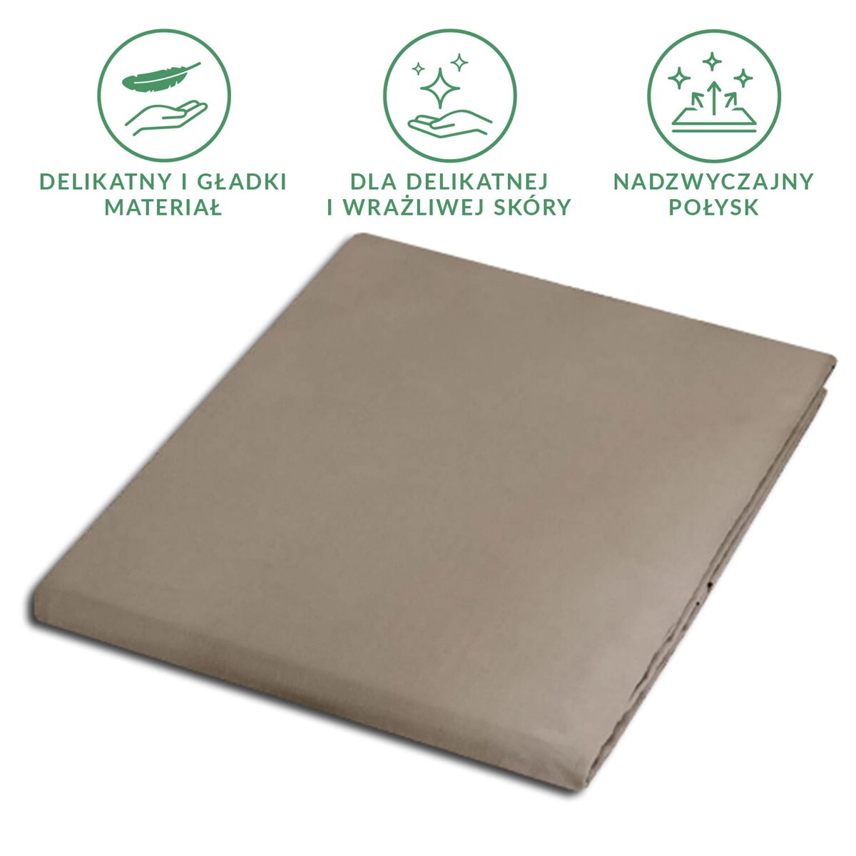 Prześcieradło satynowe bez gumki 200x220 kolor ciemny beż