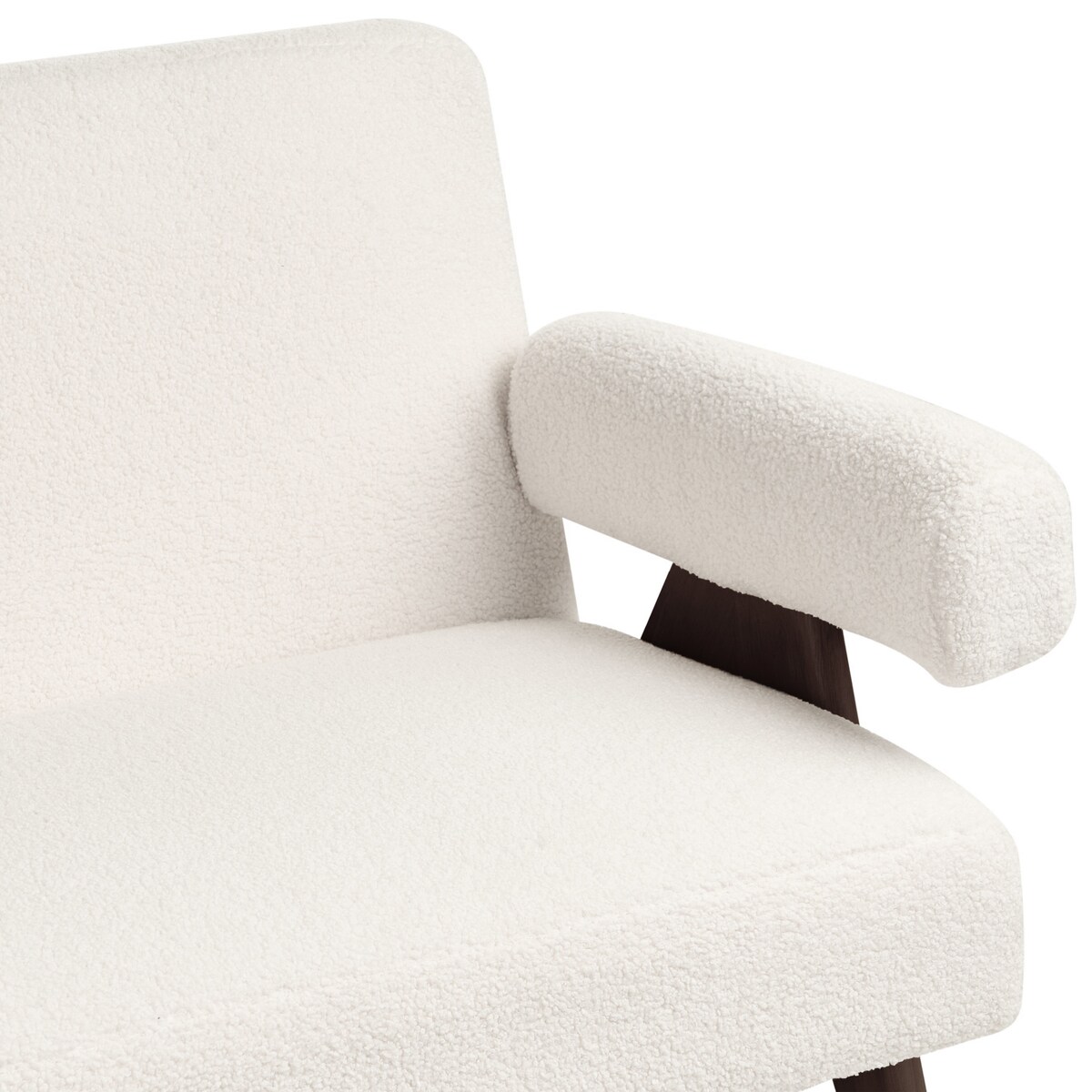 Sofa dla 2 osób TAMRE Boucle Złamana biel/ ciemny brąz