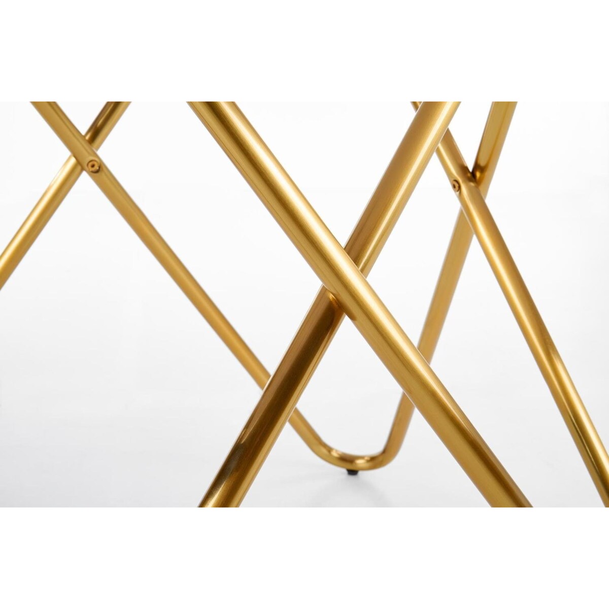 STÓŁ OKRĄGŁY Cristallo popielaty marmur Z MDF złote nogi